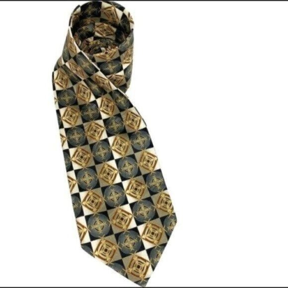 HANDMADE Geometric Silk Necktie - PEACOCK 100% Tie - Picture 2 of 8